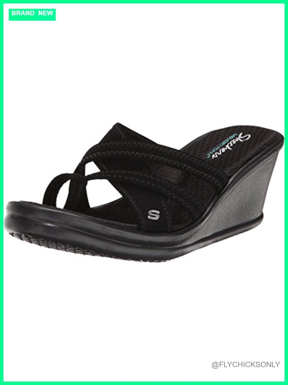 Skechers Rumblers Young at Heart Wedge Sandal Memory Foam Peep Toe